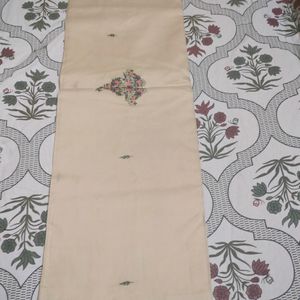 Cream Pure Silk Work Saree