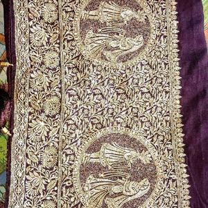 Heavy Embroidery Bridal Saree With Plastic Box