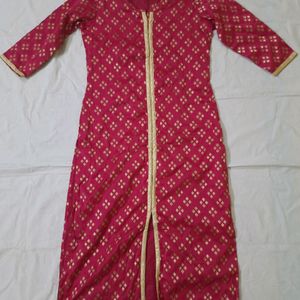 Women Bandhani Print Front Slit Kurta