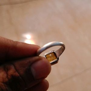 YELLOW SAPPHIRE (PUKHRAJ) RING IN PURE SILVER