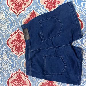 High Waist Deep Blue Denim Shorts