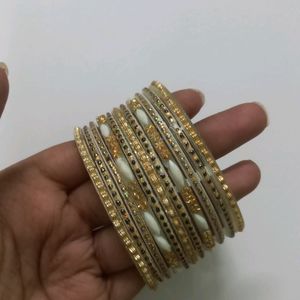 White Glass Bangles