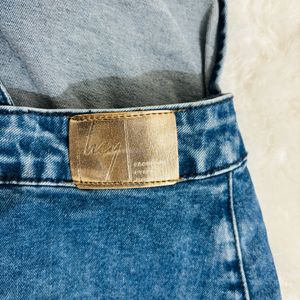 Dark Blue Denim Dungaree Skirt