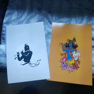 Lord Krishna Poster's Pack Of 2