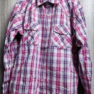 Pink White Checks Shirt