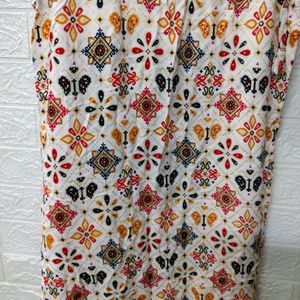 Printed White A Line Kurta For Small Size Women