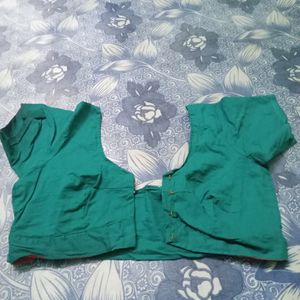 Green Cotton Plain Blouse