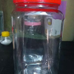 five small glass jar , container one big glas