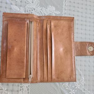 Tan coloured leather Wallet for Women