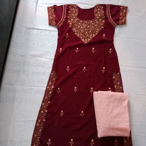 Thread Work Kurti Plazo Set