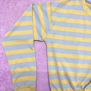 Yellow/Grey Stripped Crop Top