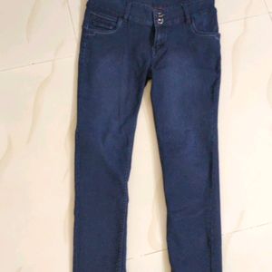 Dark Blue Denim Ankle Length