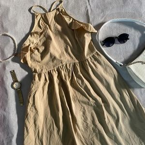 Khaki Summer Dress Backless