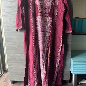 Maroon Print Kurta