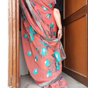 Peach Coloured Saree