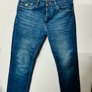 Blue Branded Straight Jeans