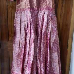 Pink Color Semi-pattu Longfrock