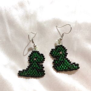 Earrings, Beaded Dinosaurs Earrings