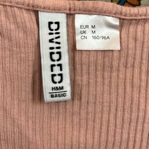 H&M Peach Striped Crop Top