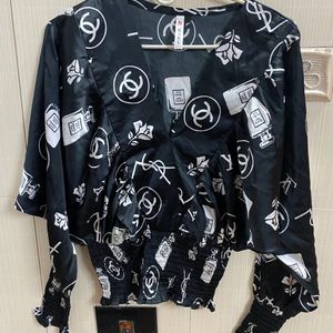 Black Partywear LV Print Top