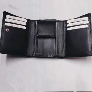 Mens Trendy Black 3fold Genuine Leather Wallet