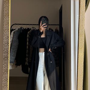 Black Casual Trench Coat