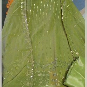 New Lemon Green Heavy Embroidered Kurta Set