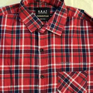 Red Blue Checked Mens Shirt