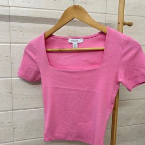 Amisu Square Neck Pink Top