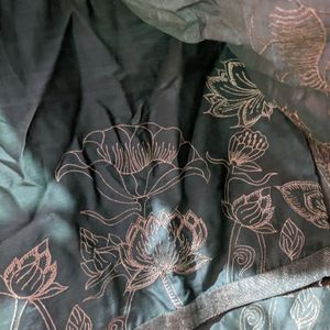 Dark Green Embroided Dupatta