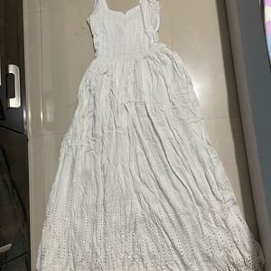 Chikankari White Gown