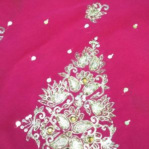 Saree with blouse art silk Rose kasab kardana des