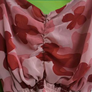 Red Floral & Wine Balloon Top