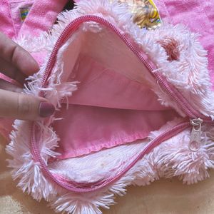 pink fur kids bag