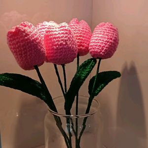 Set Of 6 Crochet Pink Tulips 🌷🩷With Freebie 💖