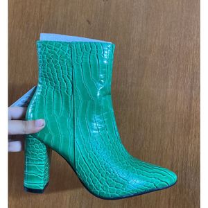 Green Snake Textured Boots Size 38