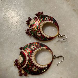 Set Of 2- Long Round Earrings