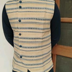 Trendy Beige Men’s Ethnic Wear with a Pocket