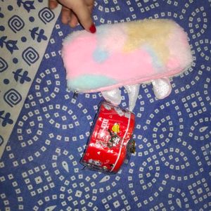 Kids Imported Fur Unicorn Pouch And Piggy Bank