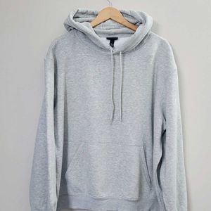 H&M Solid Grey Relaxed Fit Hoodie