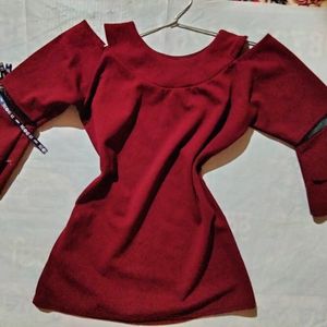 Maroon Top With Bell Sleeves 🎀