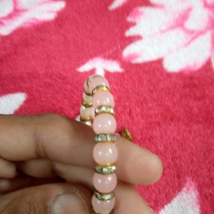 Pink And White Beads Bracelet