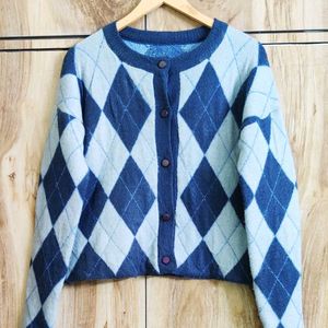 Sky Blue Designer Cardigan Size-40