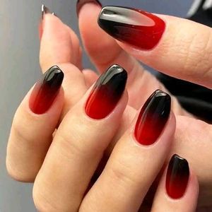 Black And Red Ombre Nails