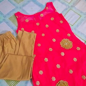 Beautiful Bote Neck Kurti Set 🍑 Light Peach