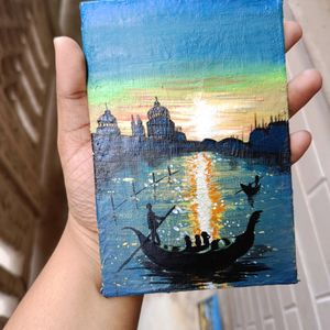 Aesthetic Mini Seascape Painting With Stand