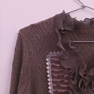 Woolen Mud Brown Color Top