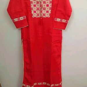 🔴BIBA Red Embroidery Kurta For Women