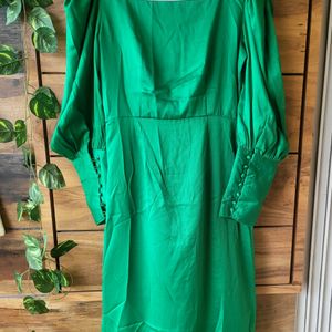 STREET9 green Color Satin Dress For Party Wear