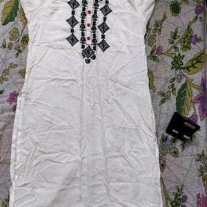 OFF WHITE KURTI With Black Embroidery